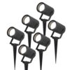 Set van 6 Spikey LED prikspots - GU10 4 Watt 345 Lumen - Dimbaar - Kantelbaar - 6500K daglicht wit - IP64 Waterdicht - Zwart - Tuinspots - Pinspots | HOFTRONIC