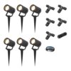 Set van 6 Spikey LED prikspots - GU10 4 Watt 345 lumen - Dimbaar - Kantelbaar - 2700K warm wit - IP65 Waterdicht - Zwart - Tuinspots - Pinspots - Inclusief installatiemateriaal (Kabel & connector) | HOFTRONIC