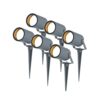 Set van 6 Spikey dimbare LED prikspots - excl. GU10 - Wandspot - IP65 voor binnen en buiten - Grondspies - Antraciet | HOFTRONIC