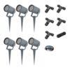 Set van 6 Spikey dimbare LED prikspots - excl. GU10 - Wandspot - IP65 voor binnen en buiten - Grondspies - Antraciet | HOFTRONIC