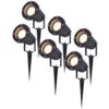Set van 6 Sydney LED prikspots - Dimbaar - Kantelbaar - GU10 4 Watt 345 lumen - 2700K warm wit - IP65 Waterdicht - Zwart | HOFTRONIC