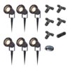 Set van 6 Sydney LED prikspots - Dimbaar - Kantelbaar - GU10 4 Watt 345 lumen - 2700K warm wit - IP65 Waterdicht - Zwart - Inclusief installatiemateriaal (Kabel & connector) | HOFTRONIC