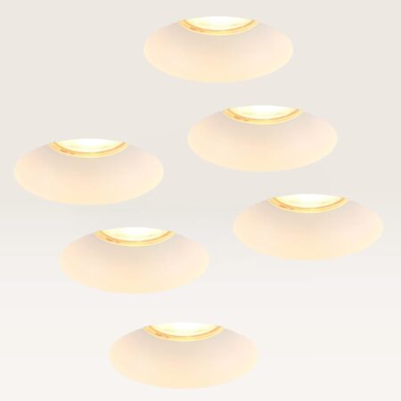 Set van 6 Trimless Inbouwspots Junaro bianco - Inbouwdiepte 100mm - GU10-fitting - IP20 voor binnen - Wit - Met doorlusbedrading | LUSENZ