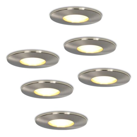 Set van 6 Vegas - LED Inbouwspots - 4 Watt 345 lumen - 2700K Warm wit - GU10 - Dimbaar - Rond - IP44 voor badkamer
