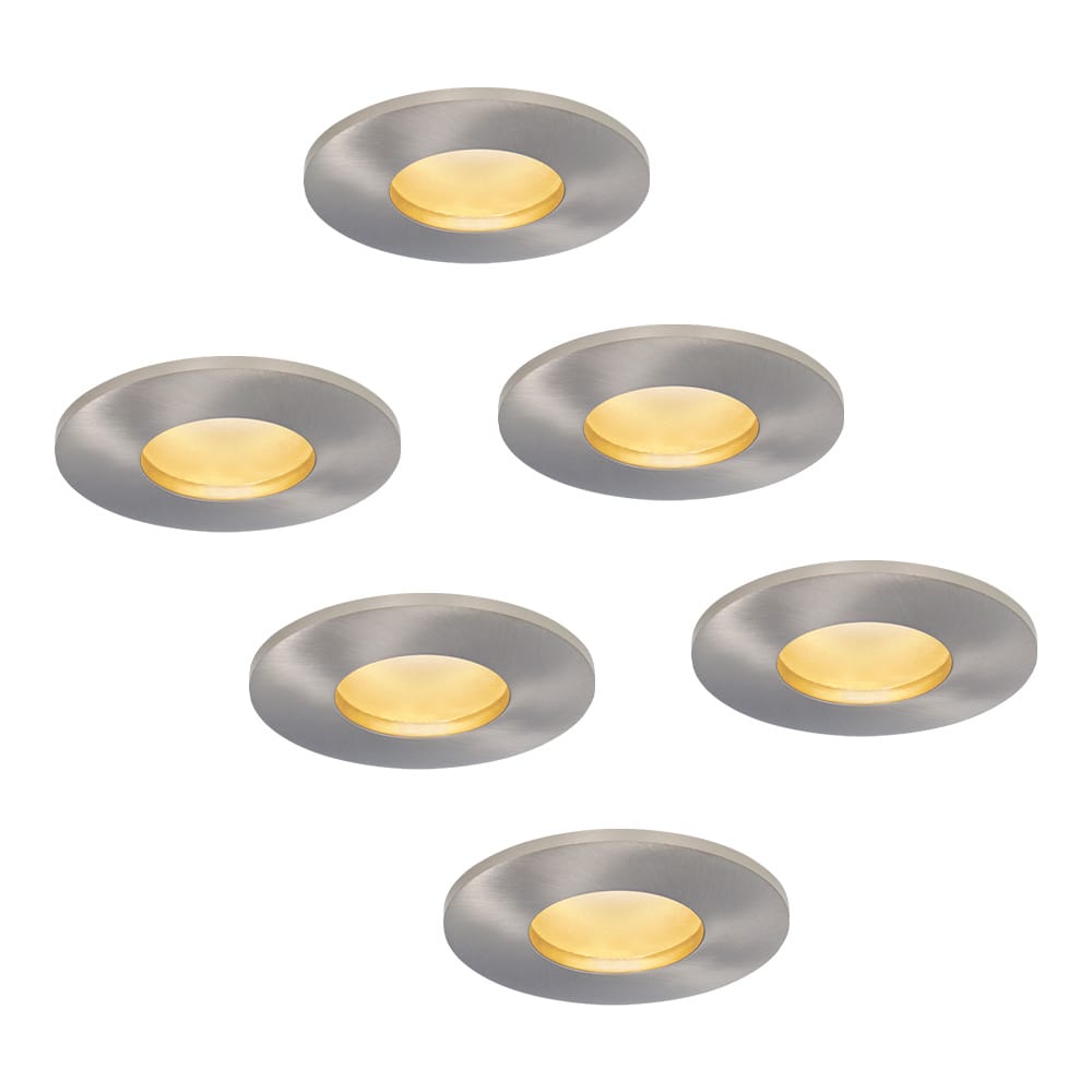 Set van 6 Vegas - LED platte inbouwspots met lage inbouwdiepte 60mm - 6 Watt 570 Lumen - 2700K Warm wit - GU10 LED Module - Dimbaar - Rond - IP44 voor badkamer