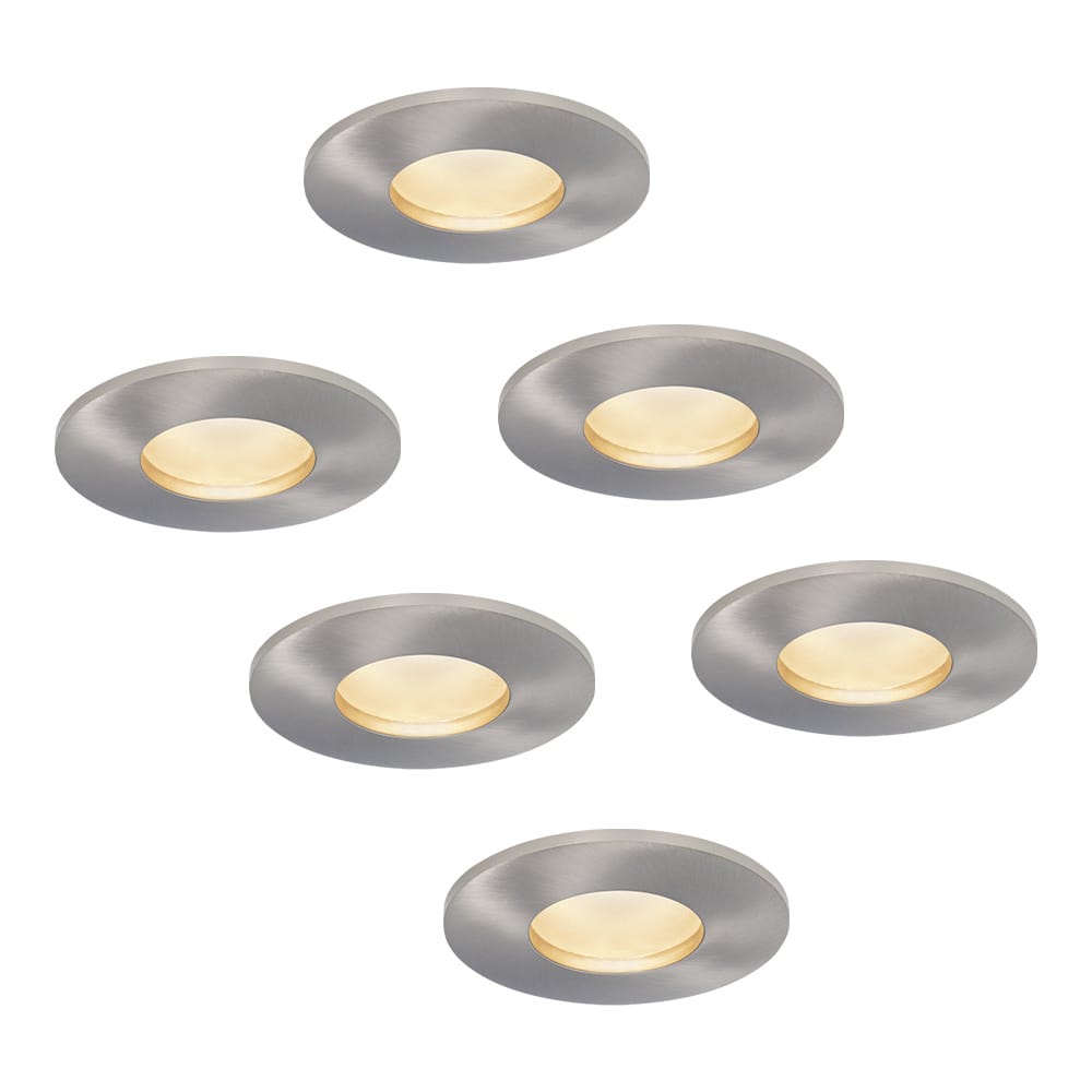Set van 6 Vegas - LED platte inbouwspots met lage inbouwdiepte 60mm - 6 Watt 570 Lumen - 4000K Neutraal wit - GU10 LED Module - Dimbaar - Rond - IP44 voor badkamer