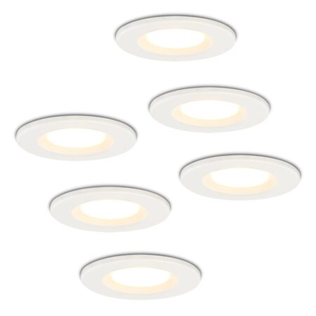Set van 6 Venezia LED inbouwspots - 6 Watt 650 lumen - 2700K warm wit - Dimbaar - Rond - IP65 waterdicht - Wit - Voor binnen
