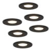 Set van 6 Venezia LED inbouwspots - 6 Watt 650 lumen - 2700K warm wit - Dimbaar - Rond - IP65 waterdicht - Zwart - Voor binnen