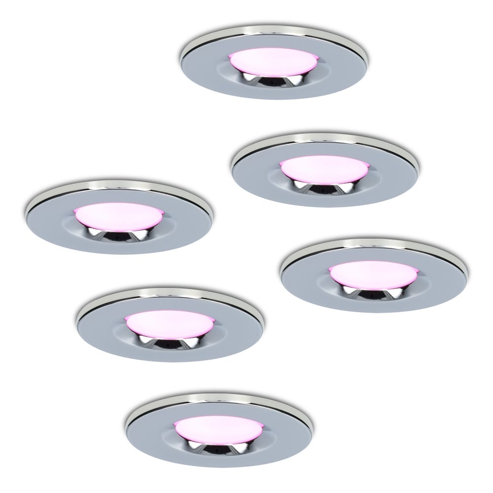 Set van 6 Venezia Smart inbouwspots - IP65 waterdicht - 6 Watt 450 lumen - Wifi + Bluetooth - RGBWW - Google Home