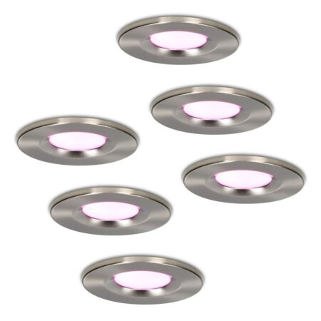 Set van 6 Venezia Smart inbouwspots - IP65 waterdicht - 6 Watt 450 lumen - Wifi + Bluetooth - RGBWW - Google Home