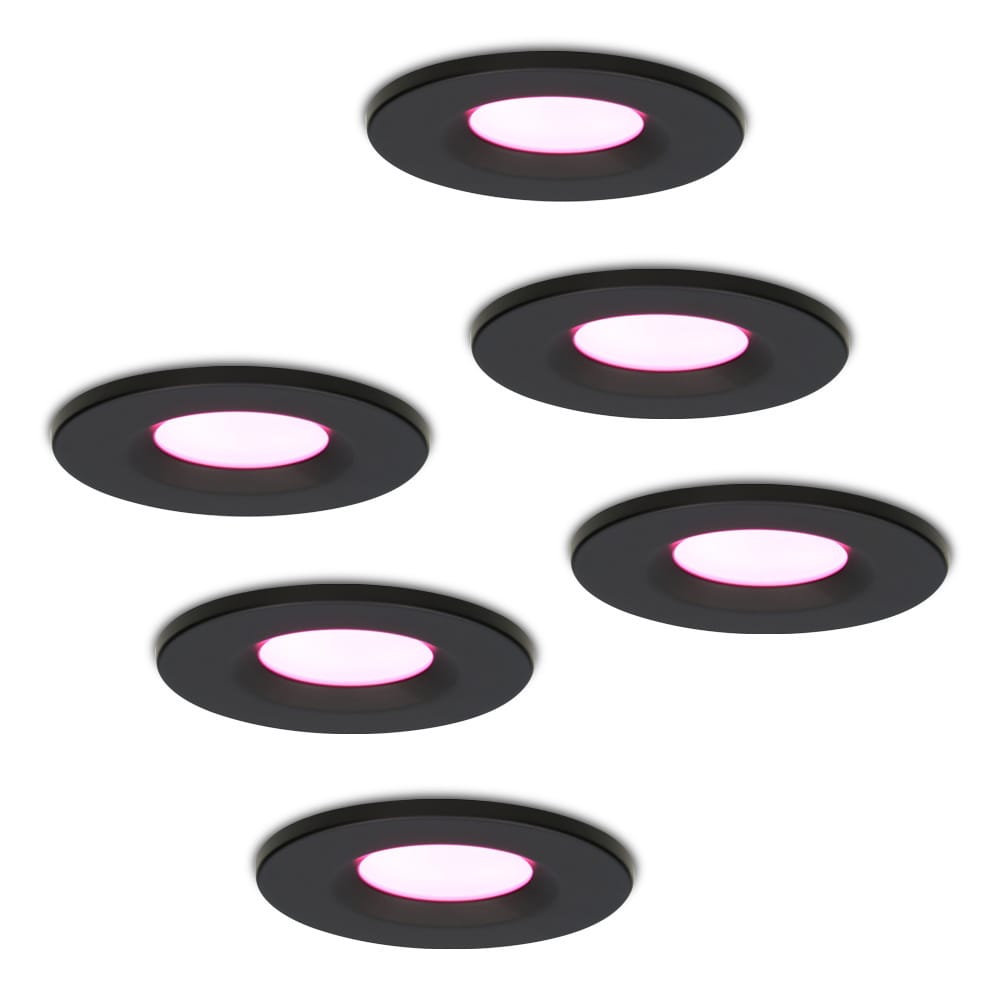 Set van 6 Venezia Smart inbouwspots - IP65 waterdicht - 6 Watt 450 lumen - Wifi + Bluetooth - RGBWW - Google Home