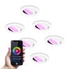 Set van 6 Vienna - Smart inbouwspot - IP65 waterdicht - 6 Watt 450 Lumen - Wifi + Bluetooth - RGBWW - GU10 - Google Home