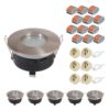 Set van 6 Vista - LED Inbouwspots - Armatuur - Diameter 83mm - GU10 Fitting incl. lamphouder - Rond - IP44 voor badkamer en buiten - RVS | HOFTRONIC