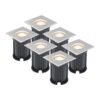 Set van 6 grondspots - RVS - vierkant - 2700K warm wit - GU10 fitting - IP65 Waterdicht - 3 jaar garantie - dimbaar - tuinverlichting | HOFTRONIC