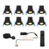 Set van 8 12V 3W - Mini LED Inbouwspot - Zwart - Dimbaar - Verzonken - Verandaverlichting - IP65 voor buiten - 2700K - Warm wit | HOFTRONIC
