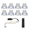Set van 8 Milano LED Mini Inbouwspots met trafo - 12 Volt 3 Watt 200 lumen - Dimbaar - Plat 34mm - 2700K - IP65 waterdicht - Grijs - Veranda Spotjes - Overkapping Spotjes | HOFTRONIC