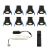 Set van 8 Milano LED Mini Inbouwspots met trafo - 12 Volt 3 Watt 200 lumen - Dimbaar - Plat 34mm - 2700K - IP65 waterdicht - Zwart - Veranda Spotjes - Overkapping Spotjes | HOFTRONIC