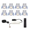 Set van 8 Milano inbouwspots 12V - IP65 waterdicht - 2700K warm wit - 3 Watt 200 lumen - RVS - Verandaverlichting - Dimbaar | HOFTRONIC