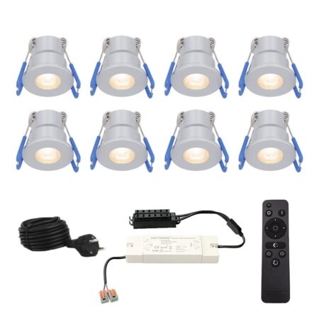 Set van 8 Milano inbouwspots 12V - IP65 waterdicht - 2700K warm wit - 3 Watt 200 lumen - RVS - Verandaverlichting - Dimbaar | HOFTRONIC
