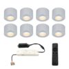 Set van 8 Navarra Mini LED Opbouwspots met Trafo - 12 Volt 3 Watt 200 lumen - Dimbaar - Plat 21