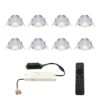 Set van 8 Sienna LED Mini Inbouwspots met trafo - 12 Volt 3 Watt 200 lumen - Dimbaar - Kantelbaar - Plat 30mm - 2700K - IP44 waterdicht - RVS | HOFTRONIC