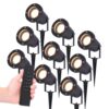 Set van 9 LED Prikspot zwart Sydney - aluminium - 4 Watt 345 lumen - 2700K warm wit - IP65 Waterdicht - Incl. dimmer met afstandsbediening | HOFTRONIC