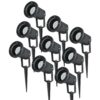 Set van 9 LED prikspots - Dimbaar - Kantelbaar - 6500K daglicht wit - 4 Watt 345 Lumen - IP65 - Waterdicht - Zwart - Tuinspot - tuinverlichting - padverlichting | HOFTRONIC