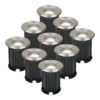 Set van 9 Maisy LED Grondspot - Dimbaar - Rond - Ø12cm - GU10 - 4 Watt 345 Lumen - 6500K daglicht wit - RVS - IP67 waterdicht - Tuinspot - Oprit | HOFTRONIC