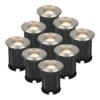 Set van 9 Maisy LED Grondspots Rond - Dimbaar - GU10 - 2700K warm wit - 4 Watt 345 lumen - Rond - Ø12cm - Tuinspot - Oprit - RVS - IP67 waterdicht | HOFTRONIC