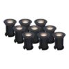 Set van 9 Maisy LED Grondspots Rond - Dimbaar - GU10 - 2700K warm wit - 4 Watt 345 lumen - Rond - Ø12cm - Tuinspot - Oprit - Zwart - IP67 waterdicht | HOFTRONIC
