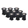 Set van 9 Maisy LED Grondspots Rond - Dimbaar - GU10 - 4000K neutraal wit - 4 Watt 345 Lumen - Rond - Ø12cm - Tuinspot - Oprit - Zwart - IP67 waterdicht | HOFTRONIC