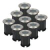 Set van 9 Maisy LED Grondspots - Rond - Ø12cm - RVS - GU10 fitting - Excl. lichtbron - IP67 waterdicht - Tuinspot - Oprit | HOFTRONIC