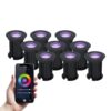 Set van 9 Maisy Smart Grondspots Rond - Ø12cm - 5.5 Watt 345 lumen - RGBWW - Wifi + Bluetooth - Bestuurbaar via app - IP67 waterdicht - Google Home - Amazon Alexa - Zwart | HOFTRONIC SMART