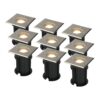 Set van 9 Ramsay LED Grondspot - Dimbaar - Vierkant - GU10 - 4 Watt 345 Lumen - 4000K neutraal wit - RVS - IP67 waterdicht - Tuinspot - Oprit | HOFTRONIC