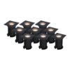Set van 9 Ramsay LED Grondspots vierkant - Dimbaar - GU10 - 2700K warm wit - 4 Watt 345 lumen - Tuinspot - Zwart - IP67 waterdicht - Overrijdbaar voor de Oprit