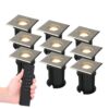 Set van 9 Ramsay LED Grondspots vierkant buiten - Dimbaar - GU10 - 2700K warm wit - 4 Watt 345 lumen - Tuinspot - RVS - IP67 waterdicht - Incl. Afstandsbediening | HOFTRONIC