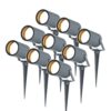 Set van 9 Spikey LED prikspots - GU10 4 Watt 345 Lumen - Dimbaar - Kantelbaar - 4000K neutraal wit - IP64 Waterdicht - Antraciet - Tuinspots - Pinspots | HOFTRONIC