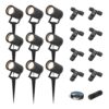 Set van 9 Spikey LED prikspots - GU10 4 Watt 345 Lumen - Dimbaar - Kantelbaar - 4000K neutraal wit - IP64 Waterdicht - Zwart - Tuinspots - Pinspots - Inclusief installatiemateriaal (Kabel & connector) | HOFTRONIC