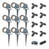 Set van 9 Spikey LED prikspots - GU10 4 Watt 345 Lumen - Dimbaar - Kantelbaar - 4000K neutraal wit - IP65 Waterdicht - Antraciet - Tuinspots - Pinspots - Inclusief installatiemateriaal (Kabel & connector) | HOFTRONIC
