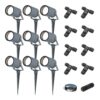 Set van 9 Spikey LED prikspots - GU10 4 Watt 345 Lumen - Dimbaar - Kantelbaar - 6500K daglicht wit - IP64 Waterdicht - Antraciet - Tuinspots - Pinspots - Inclusief installatiemateriaal (Kabel & connector) | HOFTRONIC