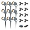 Set van 9 Spikey LED prikspots - GU10 4 Watt 345 lumen - Dimbaar - Kantelbaar - 2700K warm wit - IP65 Waterdicht - Antraciet - Tuinspots - Pinspots | HOFTRONIC