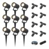 Set van 9 Spikey LED prikspots - GU10 4 Watt 345 lumen - Dimbaar - Kantelbaar - 2700K warm wit - IP65 Waterdicht - Zwart - Tuinspots - Pinspots - Inclusief installatiemateriaal (Kabel & connector) | HOFTRONIC