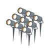 Set van 9 Spikey dimbare LED prikspots - excl. GU10 - Wandspot - IP65 voor binnen en buiten - Grondspies - Antraciet | HOFTRONIC