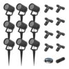 Set van 9 Spikey dimbare LED prikspots - excl. GU10 - Wandspot - IP65 voor binnen en buiten - Grondspies - Zwart | HOFTRONIC