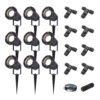 Set van 9 Sydney LED prikspots - Dimbaar - Kantelbaar - GU10 4 Watt 345 Lumen - 4000K neutraal wit - IP64 Waterdicht - Zwart - Inclusief installatiemateriaal (Kabel & connector) | HOFTRONIC