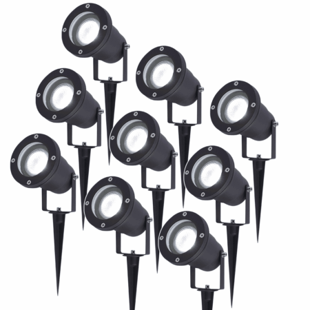 Set van 9 Sydney LED prikspots - Dimbaar - Kantelbaar - GU10 4 Watt 345 Lumen - 6500K daglicht wit - IP64 Waterdicht - Zwart | HOFTRONIC