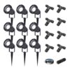 Set van 9 Sydney LED prikspots - Dimbaar - Kantelbaar - GU10 4 Watt 345 Lumen - 6500K daglicht wit - IP64 Waterdicht - Zwart - Inclusief installatiemateriaal (Kabel & connector) | HOFTRONIC