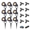 Set van 9 Sydney LED prikspots - Dimbaar - Kantelbaar - GU10 4 Watt 345 lumen - 2700K warm wit - IP65 Waterdicht - Zwart - Inclusief installatiemateriaal (Kabel & connector) | HOFTRONIC