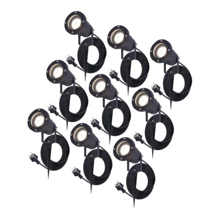 Set van 9 Sydney LED prikspots - Dimbaar - Kantelbaar - GU10 - 4000K neutraal wit - 4 Watt 345 Lumen - IP64 Waterdicht - 1