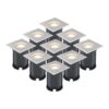 Set van 9 grondspots - RVS - vierkant - 2700K warm wit - GU10 fitting - IP65 Waterdicht - 3 jaar garantie - dimbaar - tuinverlichting | HOFTRONIC